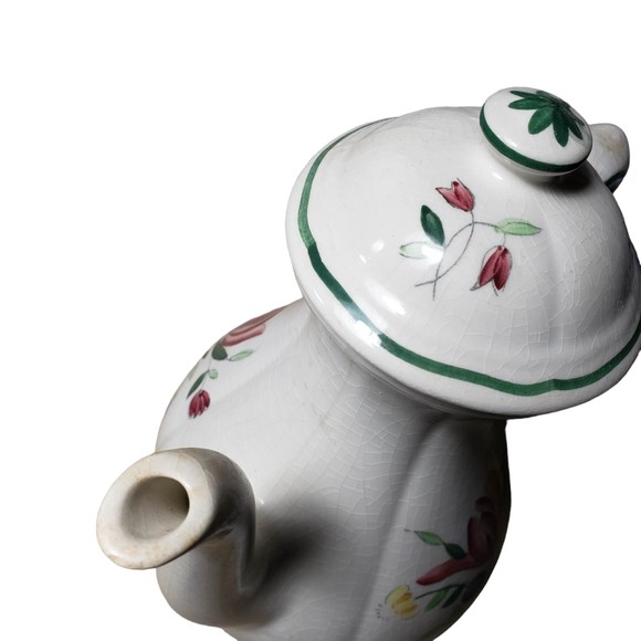 Longchamp of France Vintage 9" Red Tulip Collectible Tea Pot Coffee Pot as is - Picture 8 of 11